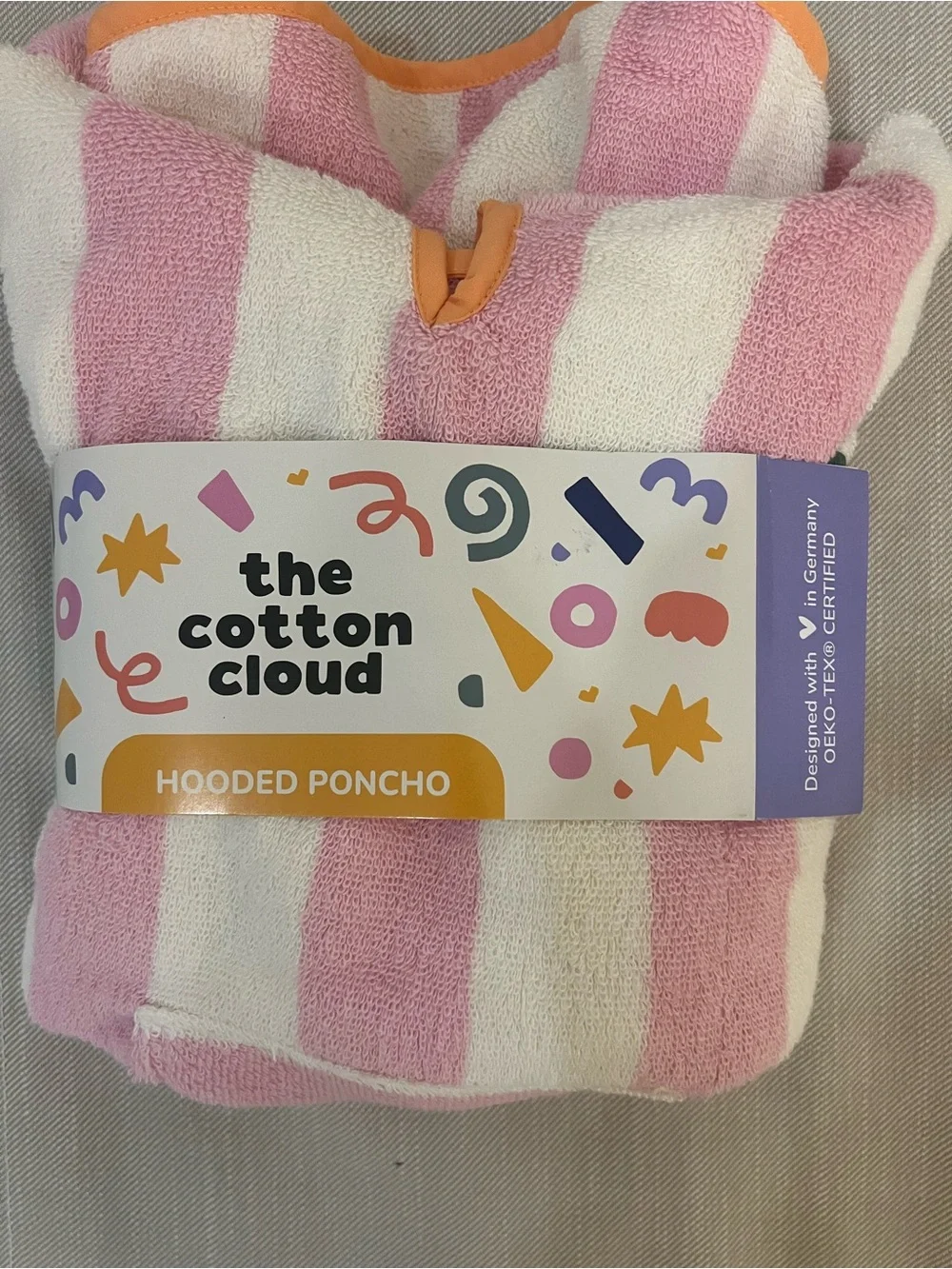NWT Pink orange Hooded Poncho - Kids Bath Towel